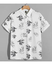 SHEIN Men Tropical Print Polo Shirt