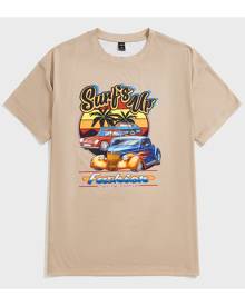 SHEIN Men Letter & Car Print Tee