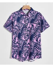 SHEIN Guys All Over Print Button Front Shirt