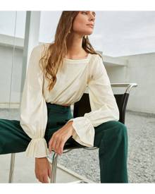 SHEIN Tie Back Bell Sleeve Crop Top