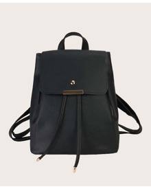 SHEIN Metallic Edge Decor Flap Backpack