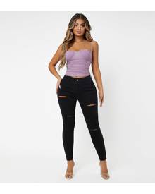 SHEIN High Stretch Ripped Skinny Cropped Jeans