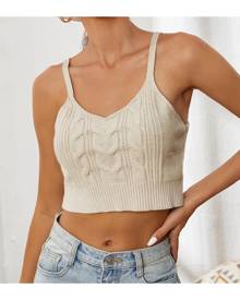 SHEIN Cable Knit Crop Cami Knit Top
