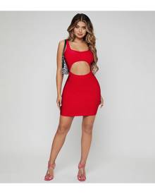 SHEIN Neon Pink Cut Out Front Bodycon Dress