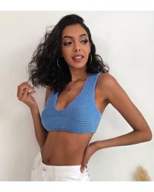 SHEIN Solid Crop Knit Top