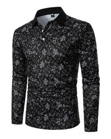 SHEIN Men Plant Print Polo Shirt