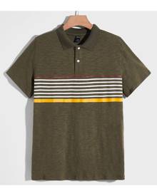 SHEIN Men Striped Print Polo Shirt