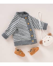 SHEIN Baby Unisex Allover Pattern Cardigan