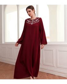 SHEIN Embroidery Maxi Tent Dress Without Belt