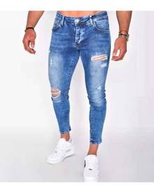 SHEIN Men Ripped Washed Crop Skinny Jeans
