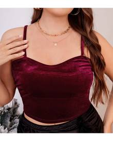 SHEIN Plus Crop Velvet Cami Top