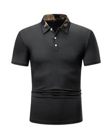 SHEIN Men Baroque Print Polo Shirt