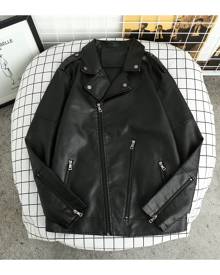 SHEIN Men Zip Up PU Leather Biker Jacket