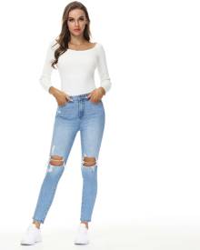 SHEIN Ripped Skinny Cropped Jeans