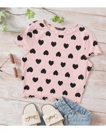 SHEIN All Over Heart Print Tee