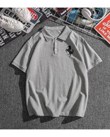 SHEIN Men Horse Print Polo Shirt