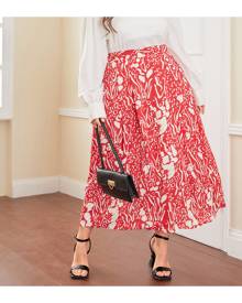 SHEIN Plus Animal Print High Waist A-line Skirt