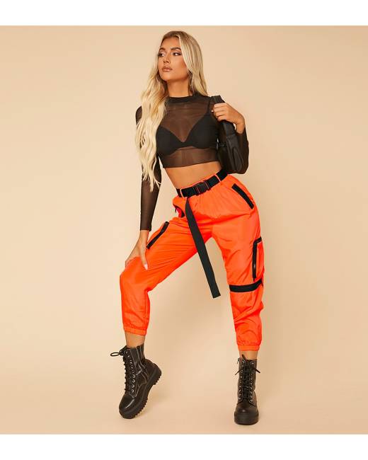 cargo pants orange and black