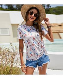 SHEIN All Over Print Ruched Tee