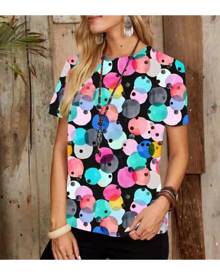 SHEIN All Over Print Round Neck Tee