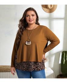SHEIN Plus 2 In 1 Leopard Panel Tee
