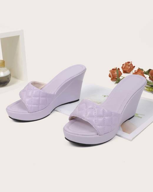 Coperni Logo-patch Wedge Sandals in Purple Womens Shoes Heels Wedge sandals 