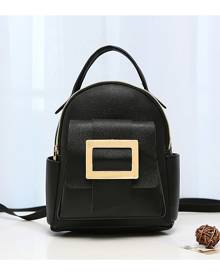 SHEIN Metallic Decor Pocket Front Classic Backpack