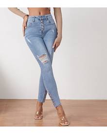 SHEIN Butter Fly Ripped Skinny Cropped Jeans