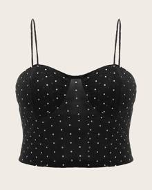 SHEIN Plus Contrast Sequin Mesh Cami Top