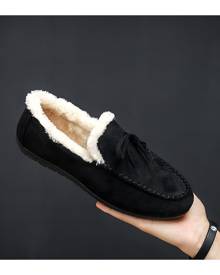 SHEIN Men Minimalist Plush Inside Tassel Loafers
