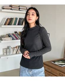 SHEIN Mock Neck Solid Tee
