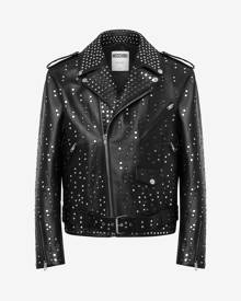 Moschino Embroidered Mirrors Nappa Leather Biker Jacket