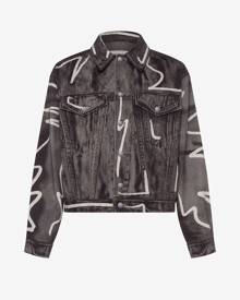 Moschino Shadows & Squiggles Cotton Bull Denim Jacket