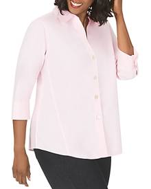Foxcroft Plus Paityn Three-Quarter Sleeve Poplin Shirt