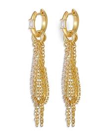 Luv Aj Rossi Chain Drop Cubic Zirconia Hoop Earrings in 14K Gold Plated Luv Aj Rossi Chain Drop Cubic Zirconia Hoop Earrings in 14K Gold Plated
