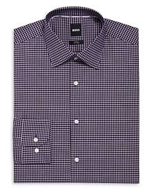 Boss Cotton Stretch Poplin Check Slim Fit Dress Shirt