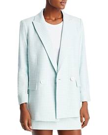 Alice and Olivia Justin Gingham Roll Cuff Blazer