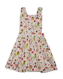 Worthy Threads Girls' Holiday Print Pinafore - Baby, Little Kid