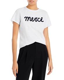 Cinq a Sept Merci Sequin Fringe Graphic Tee