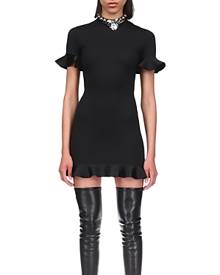 David Koma Cutout Back Ruffle Trim Mini Dress