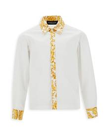 Versace Boys' Baroque Trim Poplin Shirt - Big Kid