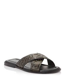 Versace Men's Greca Raised Key Strap Sandals