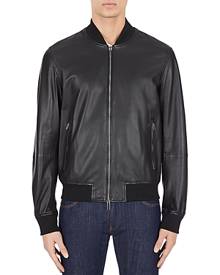 Emporio Armani Slim Fit Leather Bomber Jacket