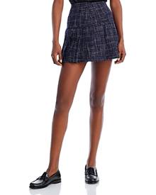 Aqua Tweed Pleated Mini Skirt - 100% Exclusive
