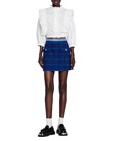 Sandro Catane Denim Trim Tweed Mini Skirt
