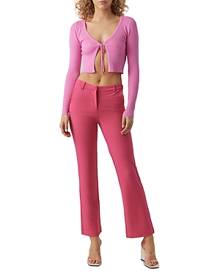 Vero Moda Glory Tie Front Rib Kit Long Sleeve Top