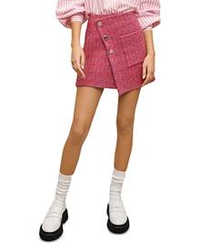 Maje Jolia Tweed Asymmetric Mini Skirt
