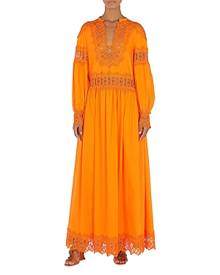 Alberta Ferretti Lace Trim Maxi Dress