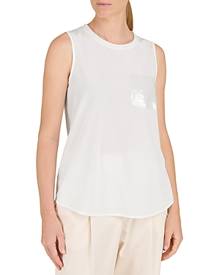 Peserico Sequin Faux Pocket Stretch Silk Sleeveless Top