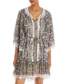 Kobi Halperin Pierre Paisley Print Lace Trim Dress